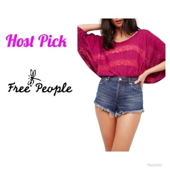Free People Womens Plum Scoop Neck Knit Dolman Sleeve Pullover Top Sz S New - Picture 9 of 10